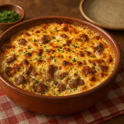 Tavë kosi – albanischer Joghurt‑Lamm‑Auflauf