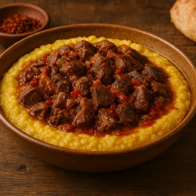 Harapash – Maisbrei mit Innereien aus Berat