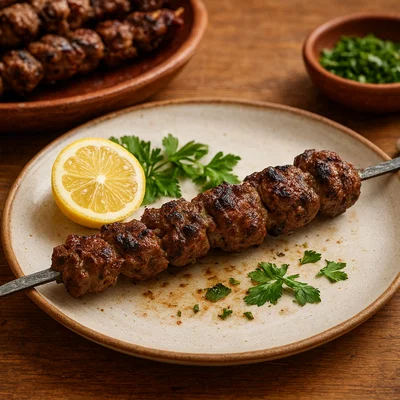 Mish në hell – Albanisches Fleisch am Spieß über offenem Feuer
