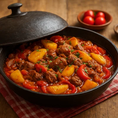Mish nën saç – Albanisches Fleisch unter der Eisenglocke