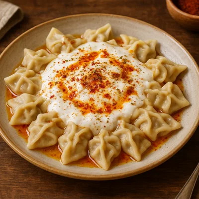 Mantı – kleine gefüllte Teigtaschen mit Joghurtsauce