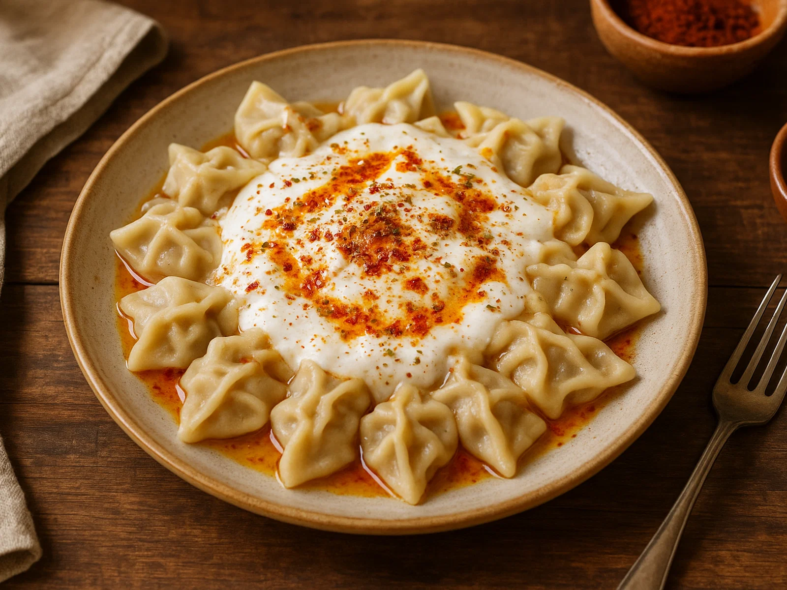 Mantı – kleine gefüllte Teigtaschen mit Joghurtsauce