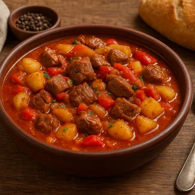 Gjellë me patate – Albanischer Kartoffeleintopf mit Fleisch