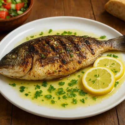 Koce në zgarë – Gegrillte Goldbrasse nach albanischer Art