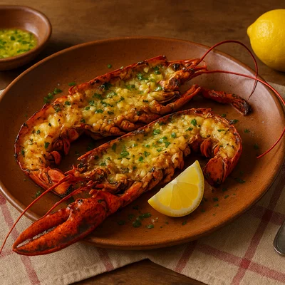 Karavidhe në zgarë – Gegrillter Hummer mit Zitronen-Knoblauch-Butter