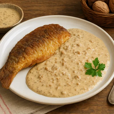 Karpfen mit Walnusssoße (Krap me arra)