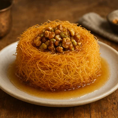 Kadaif – Engelshaar-Gebäck mit Sirup und Nüssen