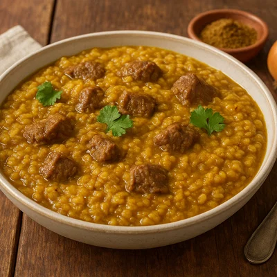 Bhuna Khichuri mit Rindfleisch