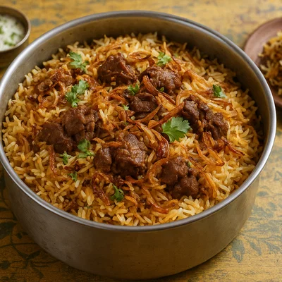 Kacchi Biryani mit Ziege (Dhaka-Stil)