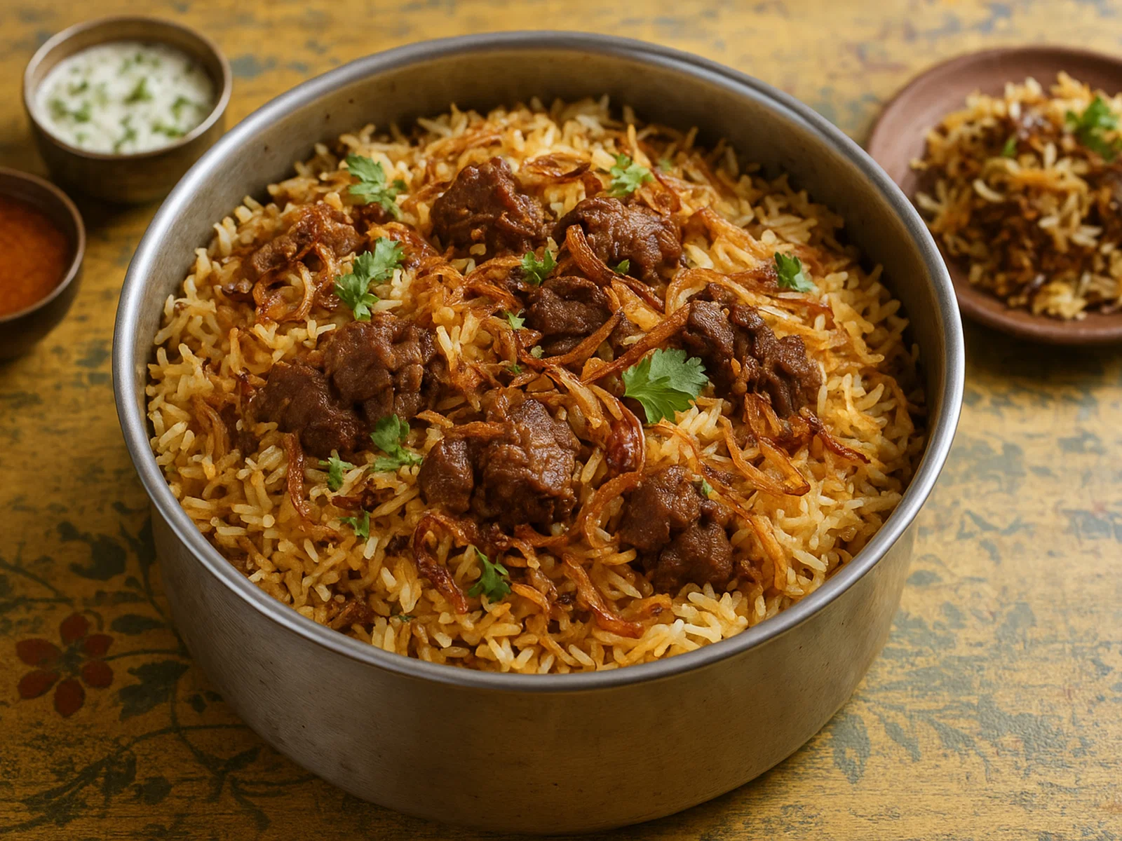 Kacchi Biryani mit Ziege (Dhaka-Stil)