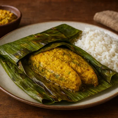 Ilish Paturi – Hilsa im Bananenblatt gedämpft