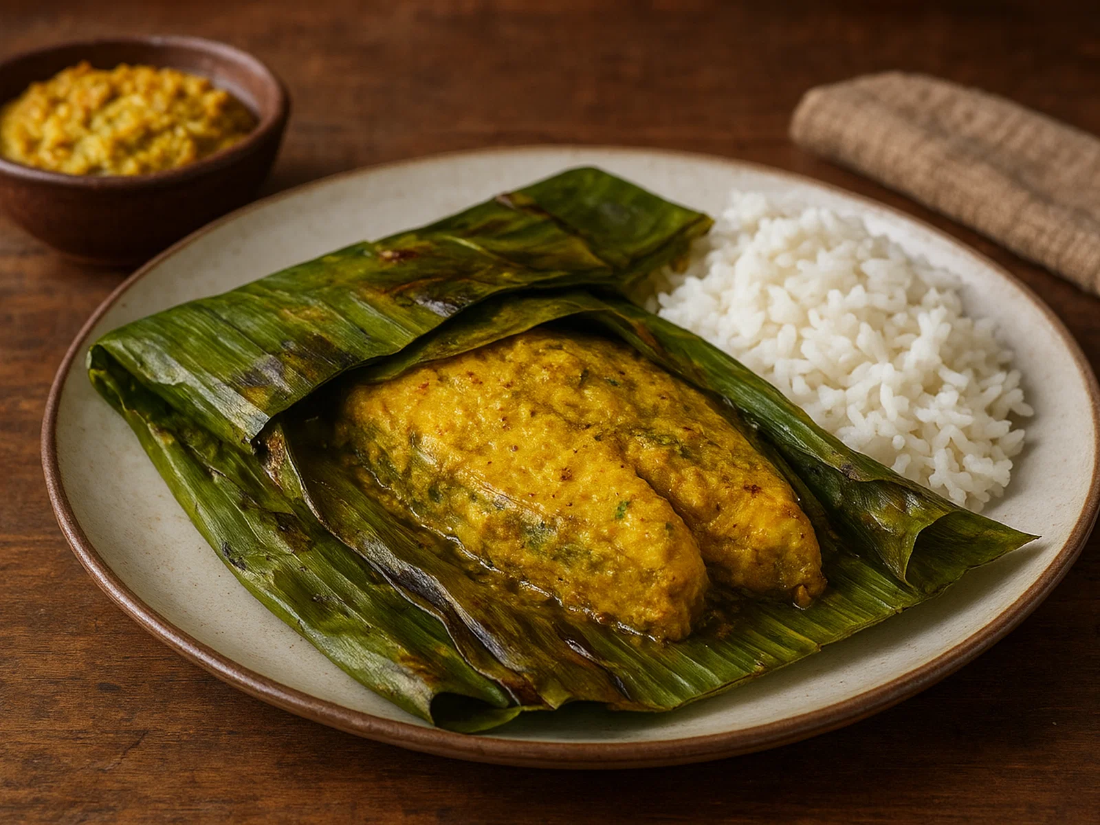 Ilish Paturi – Hilsa im Bananenblatt gedämpft