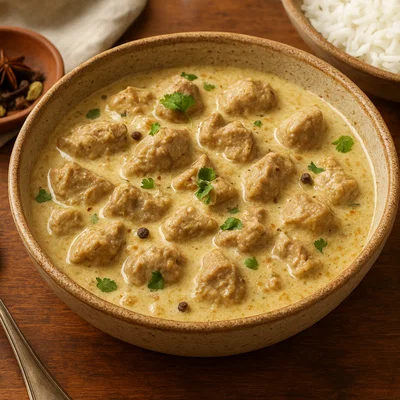 Khashir Rezala – Ziegenfleisch in heller Joghurt-Nuss-Sauce