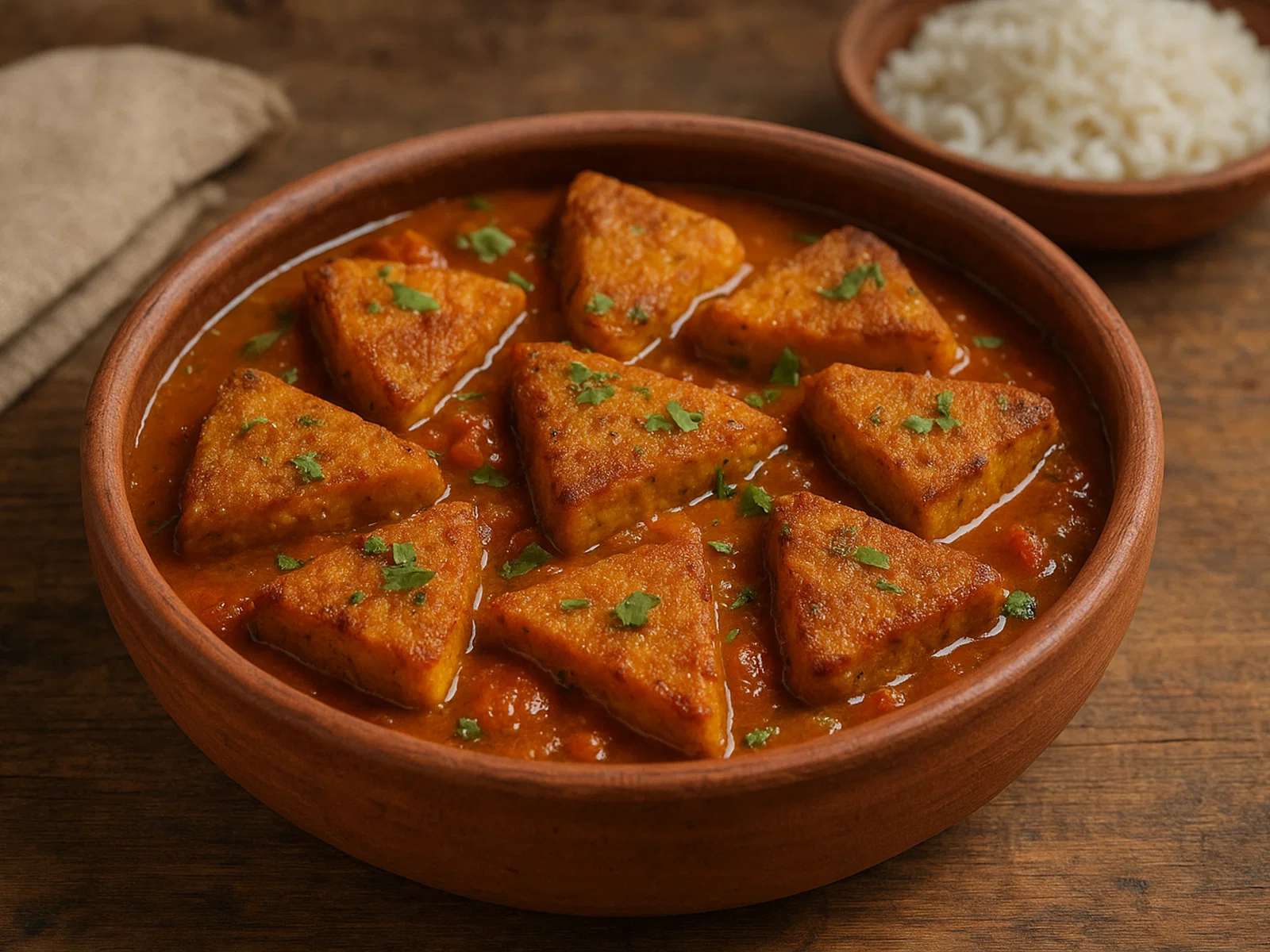 Dhokar Dalna – Frittierte Linsenkuchen in Currysoße