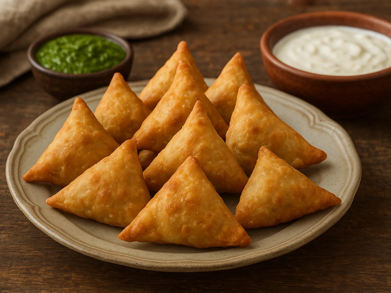 Singara – Indische frittierte Teigtaschen mit Kartoffel-Gemüse-Füllung