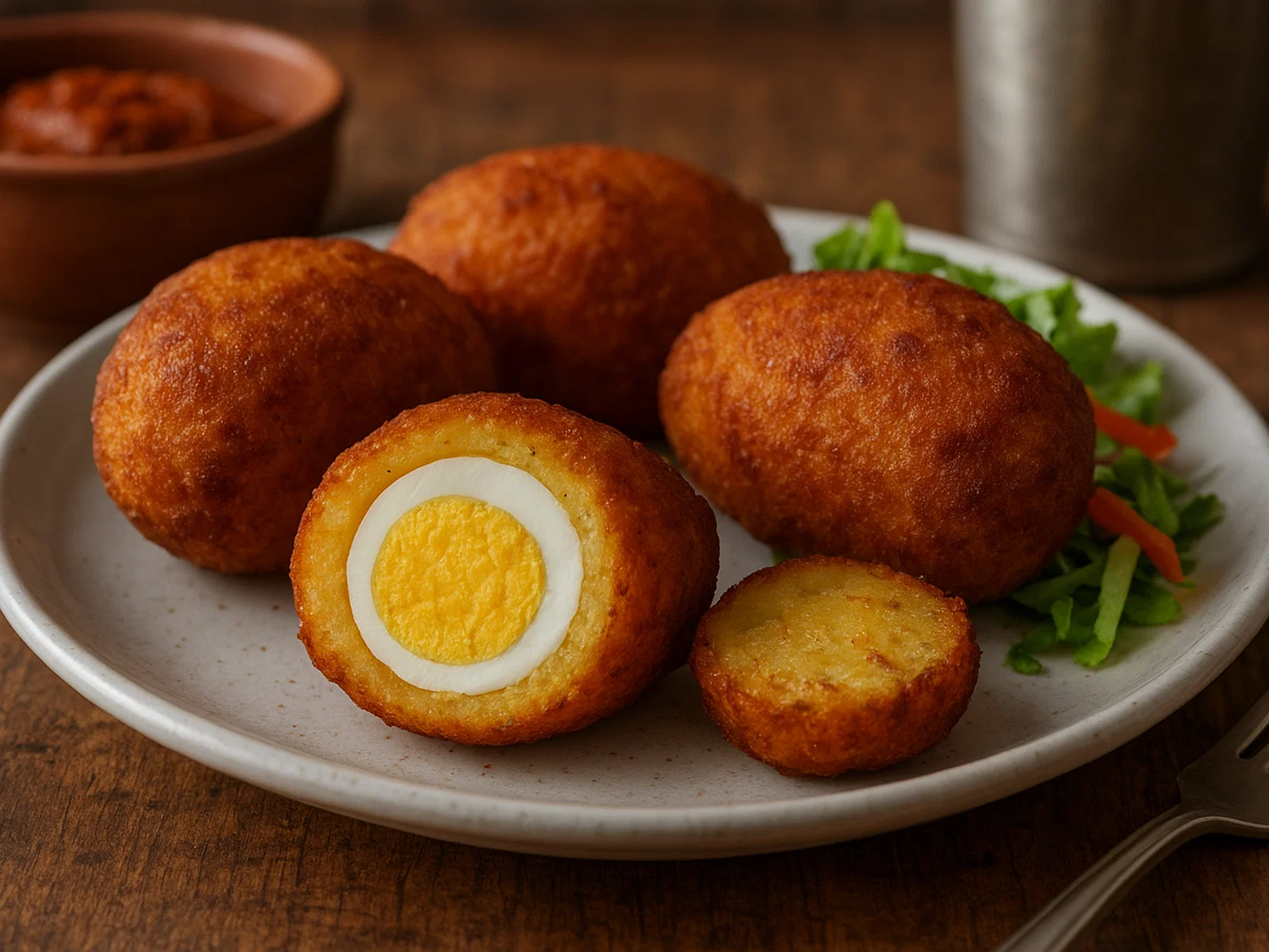 Dim Chop – Frittierte, mit Ei gefüllte Kartoffelkroketten