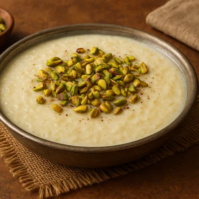 Firni – pakistanischer Reis-Pudding mit Kardamom und Pistazien