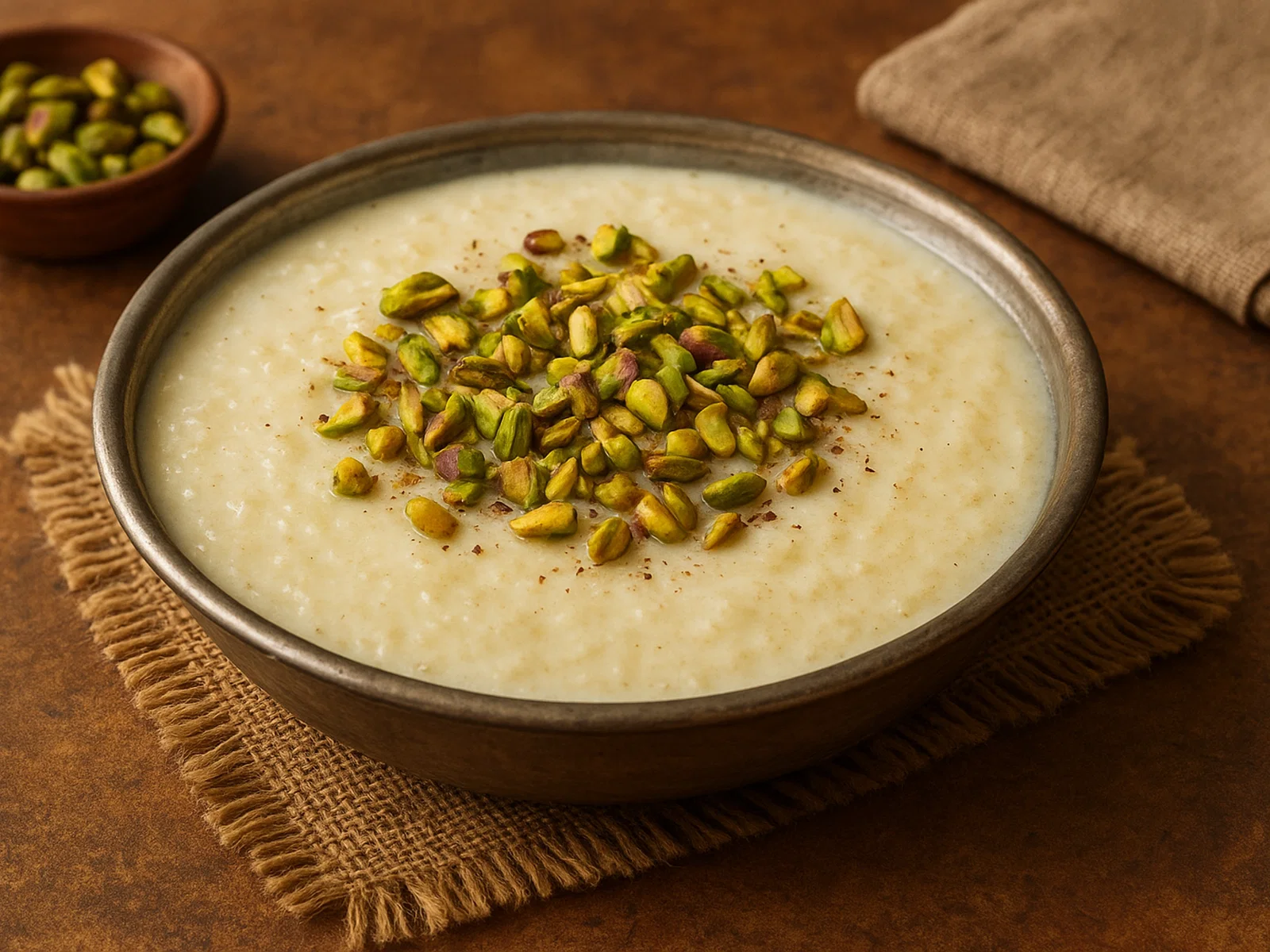 Firni – pakistanischer Reis-Pudding mit Kardamom und Pistazien