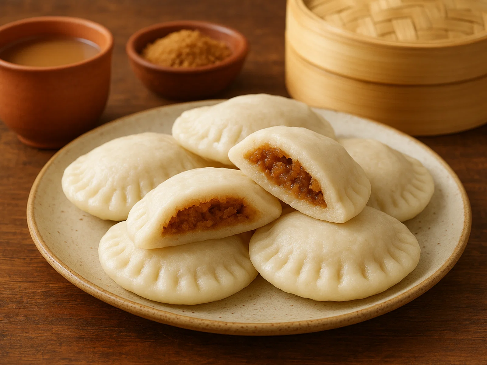Bhapa Pitha – Gedämpfte Reismehl-Küchlein mit Palmzucker