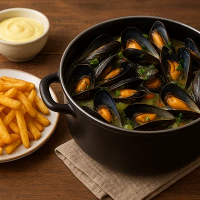 Moules-frites – Miesmuscheln mit Pommes frites