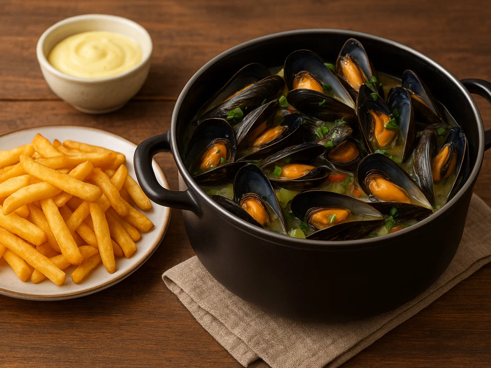 Moules-frites – Miesmuscheln mit Pommes frites
