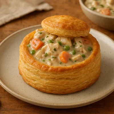 Vol-au-vent mit cremigem Hühner-Ragout