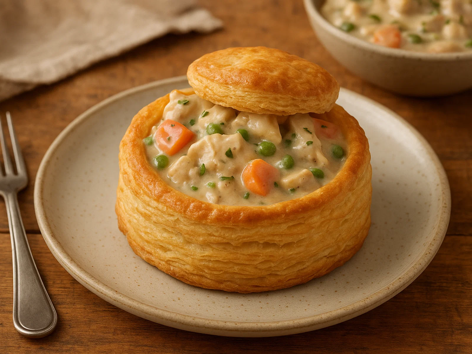 Vol-au-vent mit cremigem Hühner-Ragout