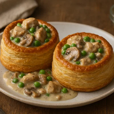Gefüllte Vol-au-vent (Pasteten) mit Hähnchenragout