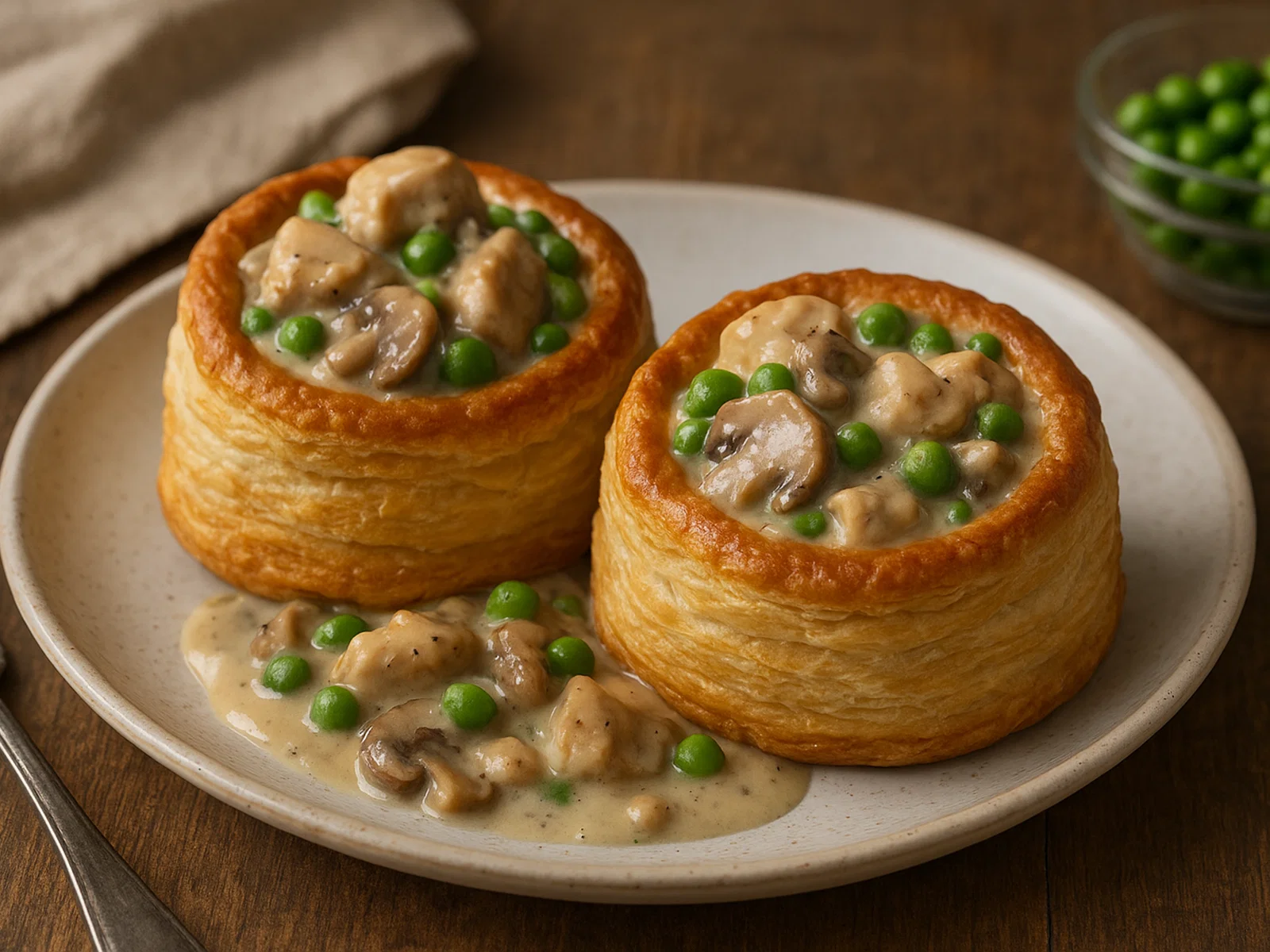 Gefüllte Vol-au-vent (Pasteten) mit Hähnchenragout