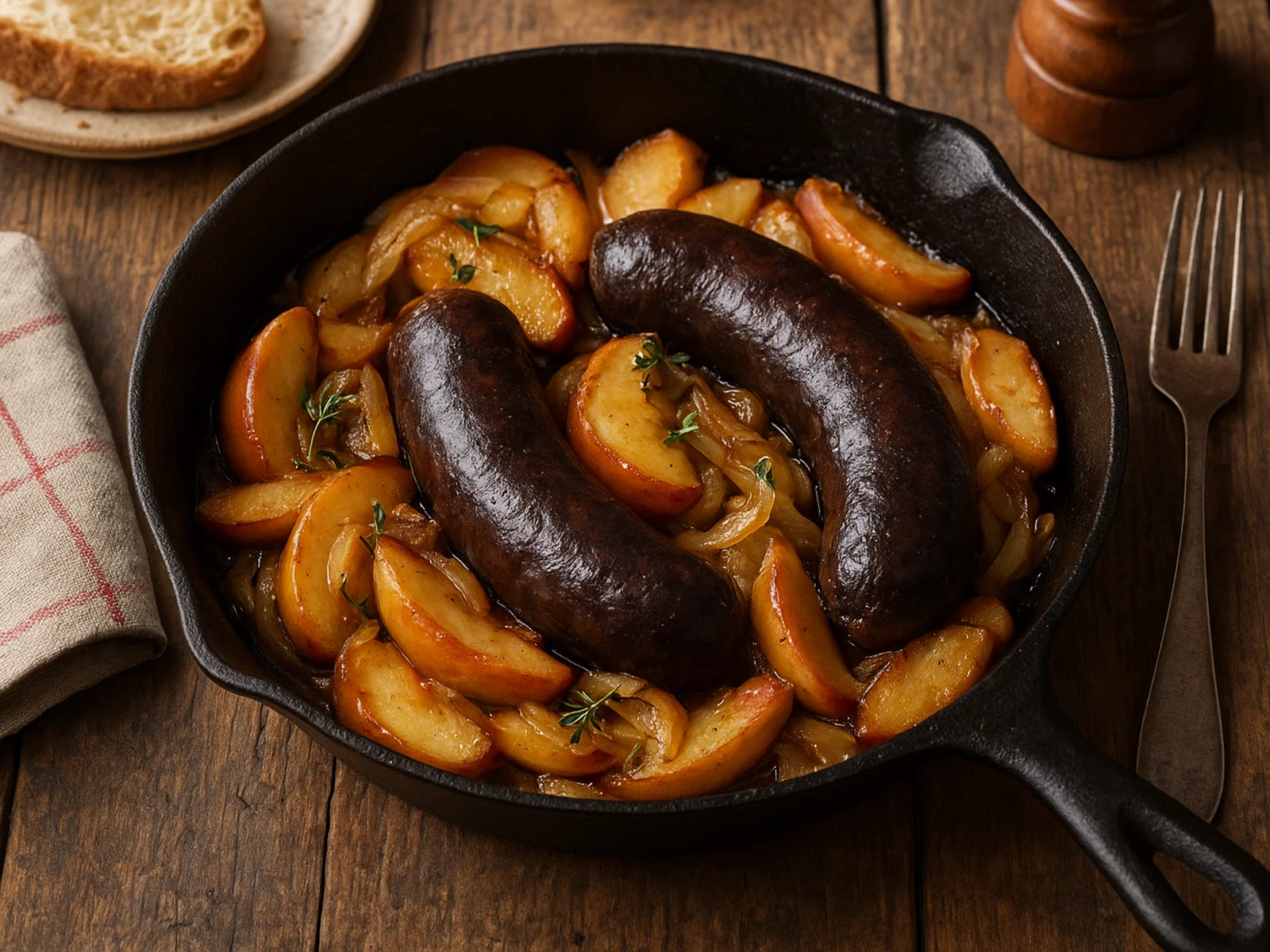 Boudin noir aux pommes – Blutwurst mit Äpfeln