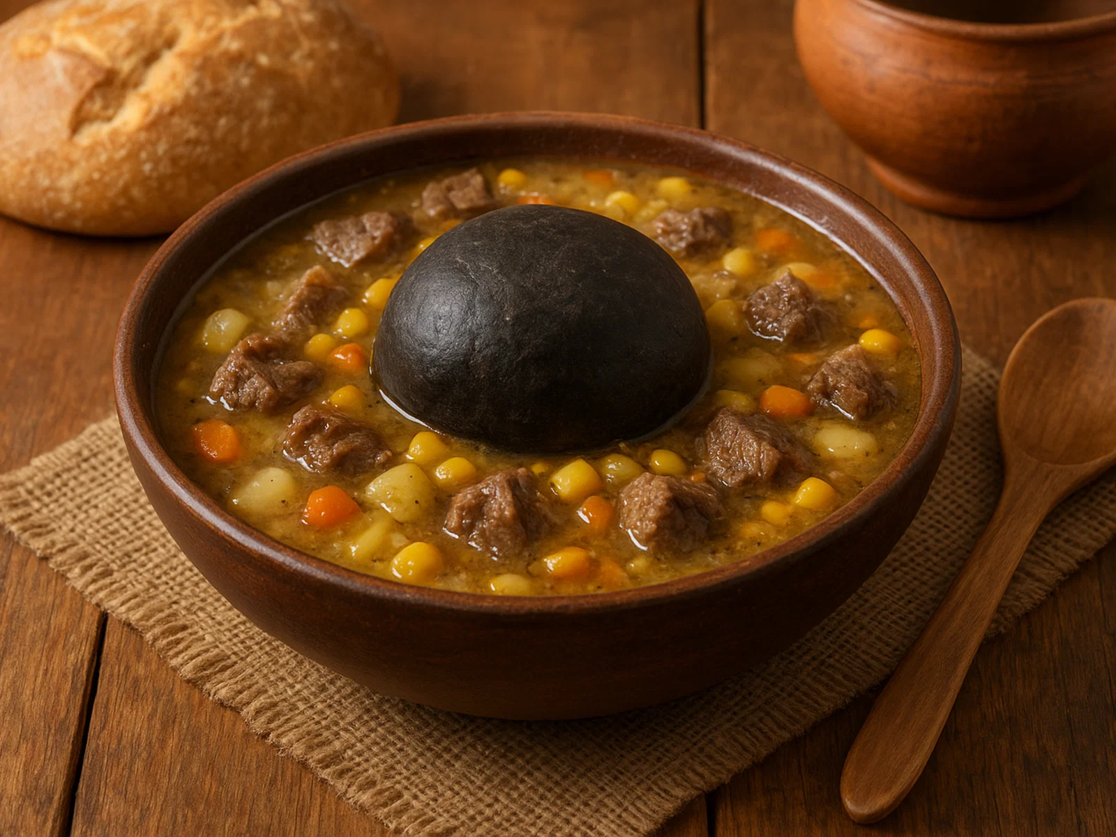 Kalapurka – Litauische Mais-Fleisch-Suppe mit glühendem Stein