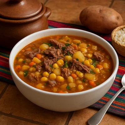 Chairo paceño – kräftige bolivianische Suppe mit Chalona, Chuño und Mais