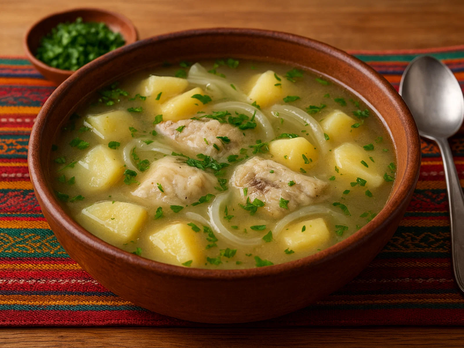 Wallaque – Titicaca-Fischsuppe mit Karachi und Kartoffeln