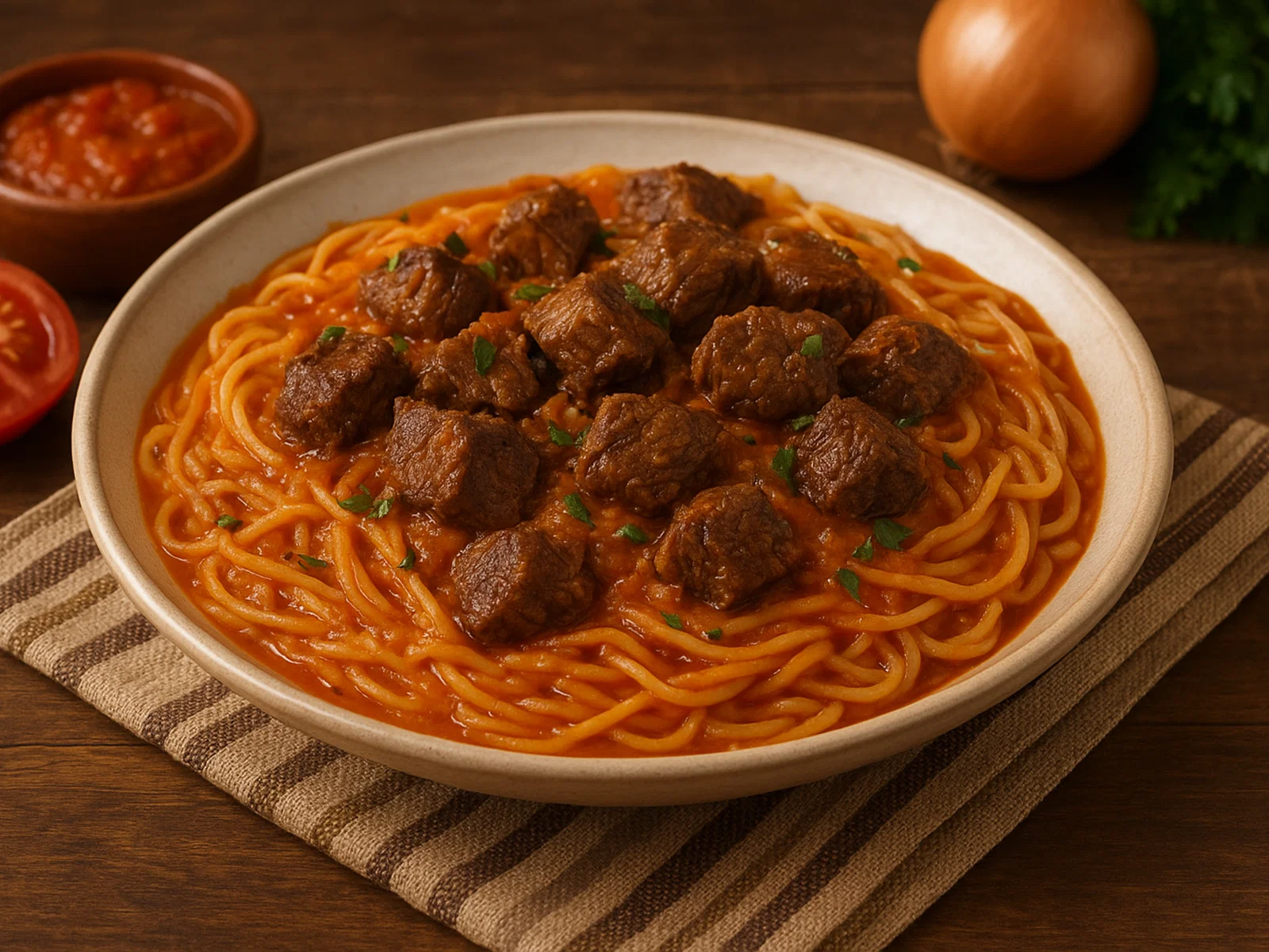 Ají de Fideo – Nudeln in würziger Ají-Soße mit Rindfleisch