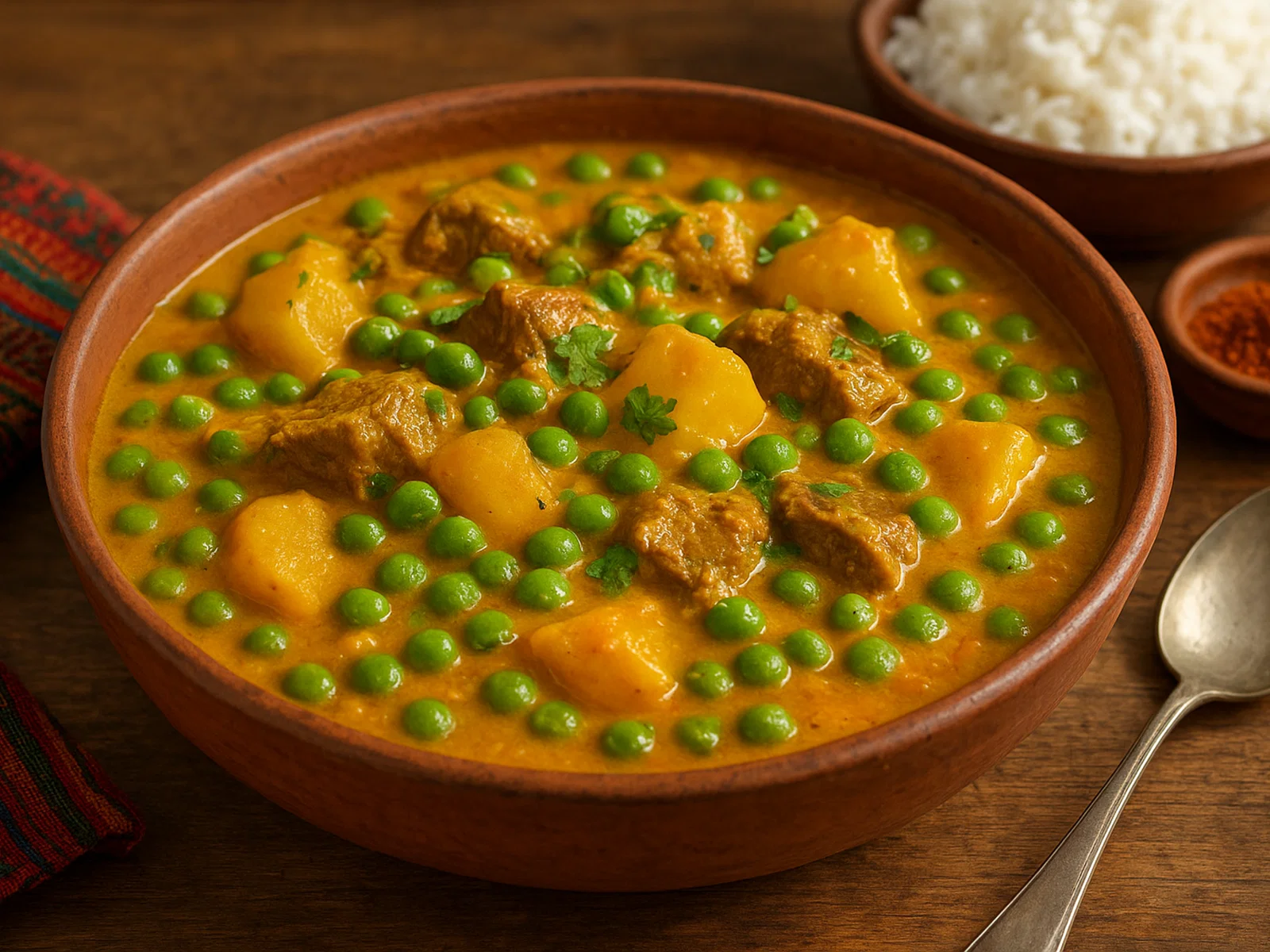 Ají de arvejas – Erbsen in pikanter Ají-Soße mit Rindfleisch