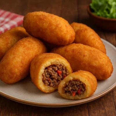 Papas rellenas – gefüllte, frittierte Kartoffelkroketten