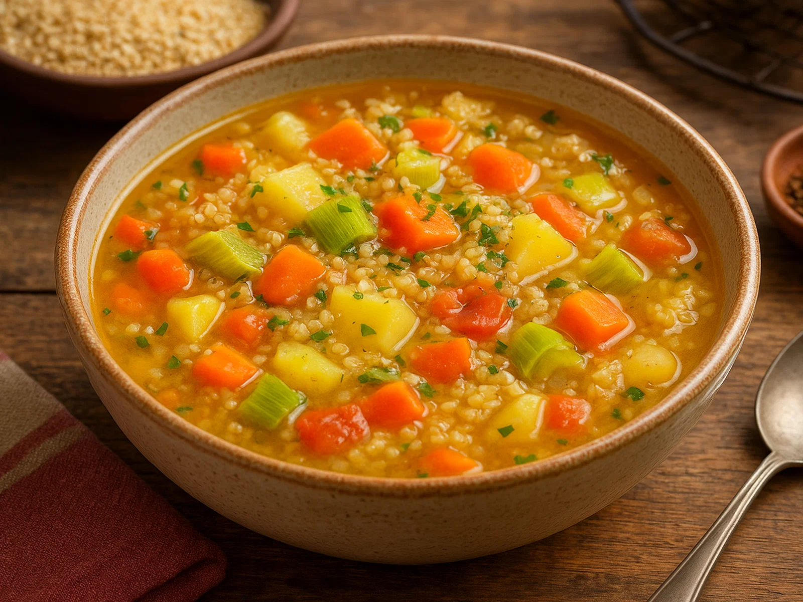 Sopa de Quinua – peruanische Quinoasuppe mit Gemüse
