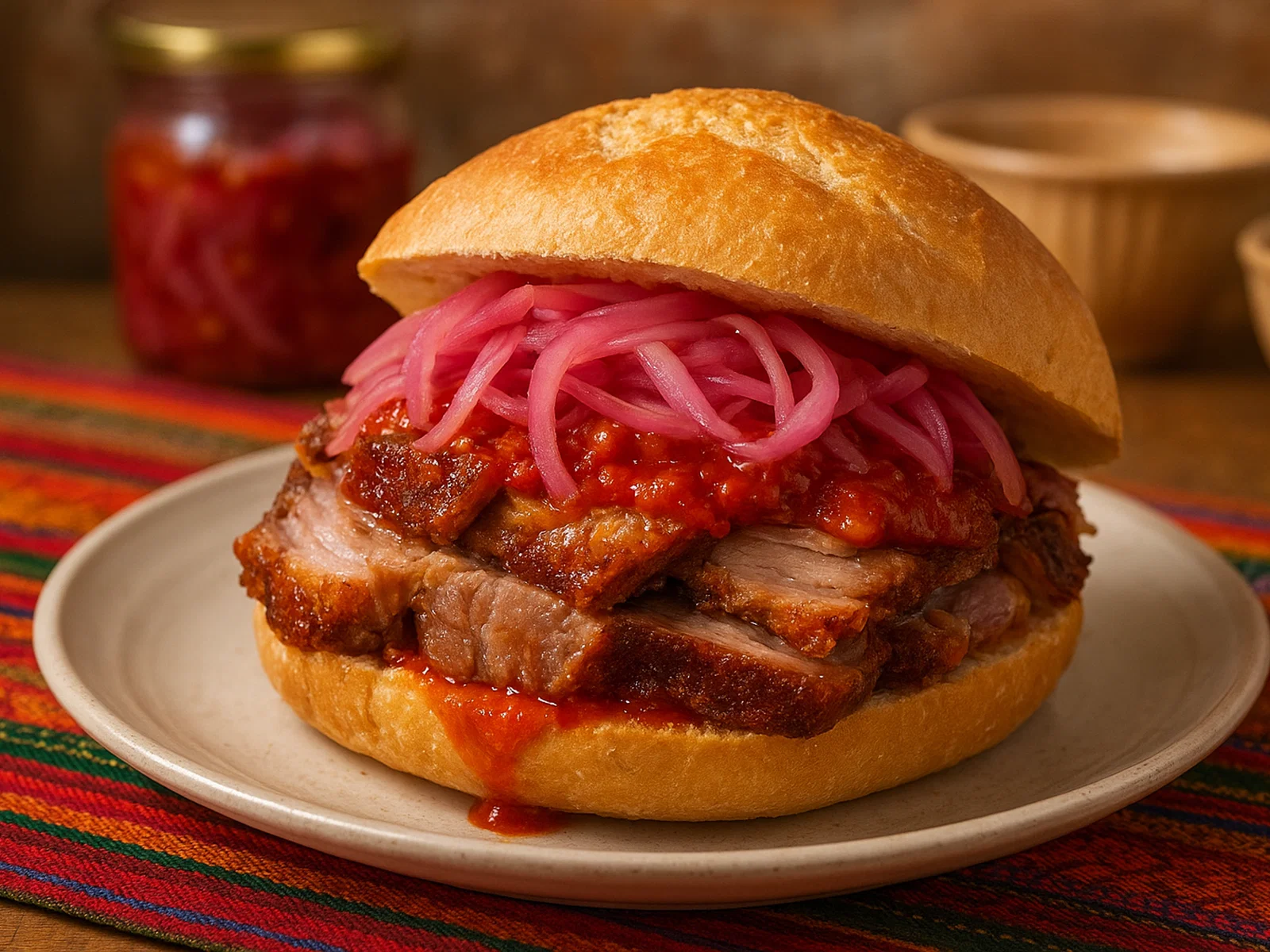 Sandwich de chola – bolivianisches Schweinebraten-Sandwich
