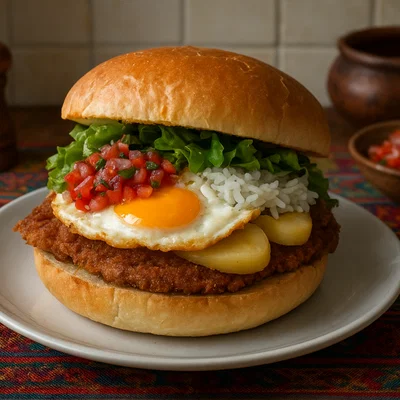 Trancapecho – bolivianisches Silpancho-Sandwich