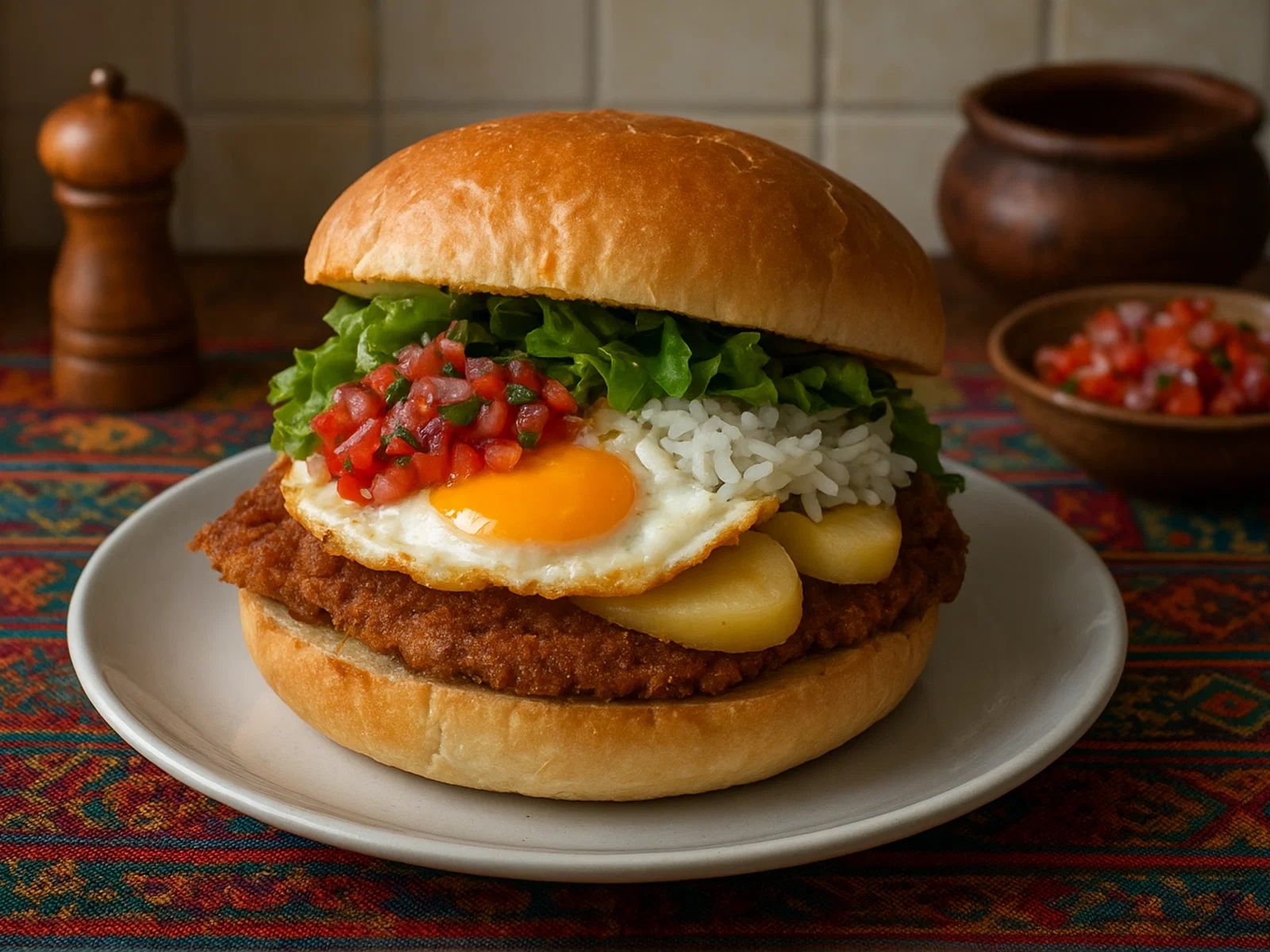 Trancapecho – bolivianisches Silpancho-Sandwich