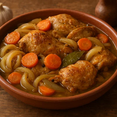 Escabeche de Pollo – mariniertes Huhn mit Zwiebeln und Karotten