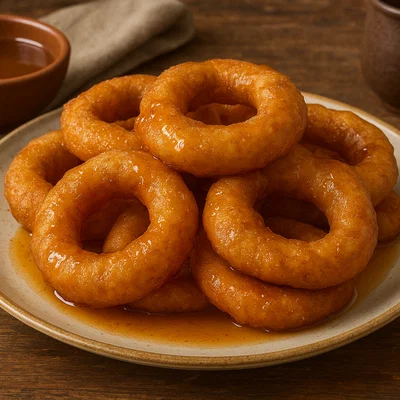 Buñuelos – knusprige frittierte Teigringe mit Sirup