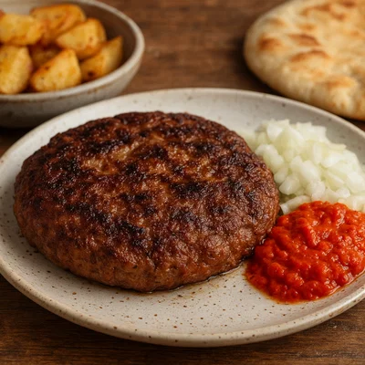 Pljeskavica – große gegrillte Hackfrikadelle