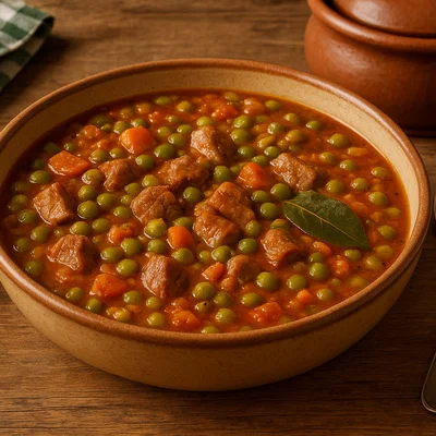 Grašak s mesom – Kroatischer Erbseneintopf mit Fleisch