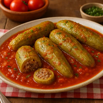 Dolma od tikvica – Gefüllte Zucchini mit Hackfleisch und Reis