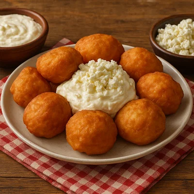 Uštipci mit Kajmak und Käse