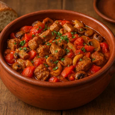 Kavarma – bulgarischer Tontopf-Eintopf mit Fleisch und Gemüse