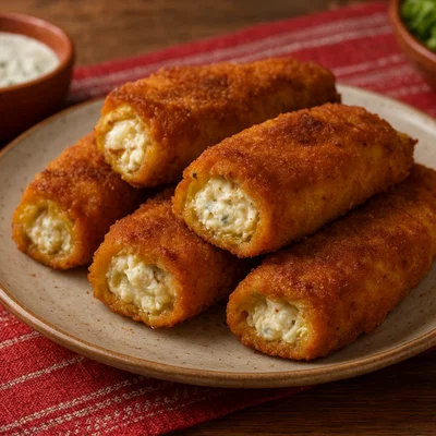 Chushki Byurek – Panierte, mit Sirene gefüllte Paprika