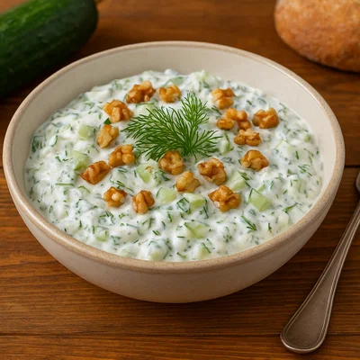 Snezhanka – bulgarischer Joghurtsalat mit Gurke und Walnuss