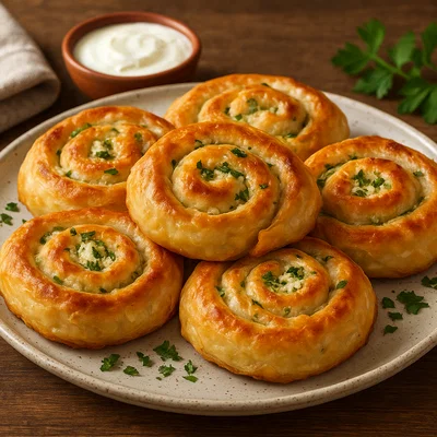 Byurek mit Sirene (bulgarische Käse-Börek-Schnecken)